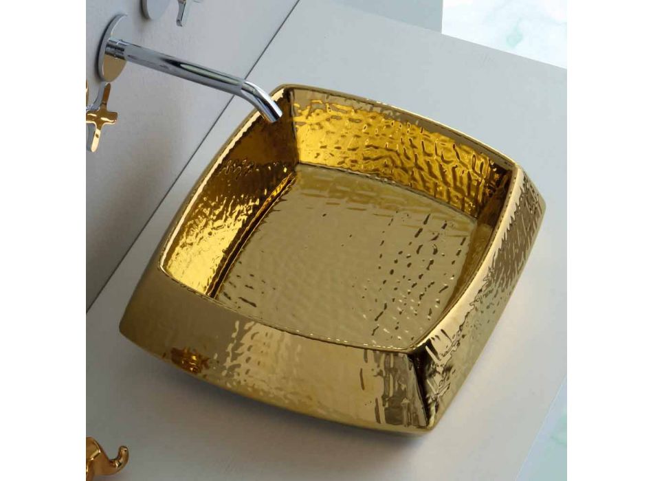 Gold modernes Keramik Aufsatzwaschbecken made in Italy Simon Viadurini