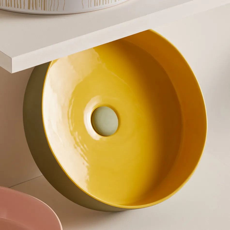 Waschbecken aus Feinsteinzeug in verschiedenen Ausführungen, hergestellt in Italien – Umschlag Viadurini