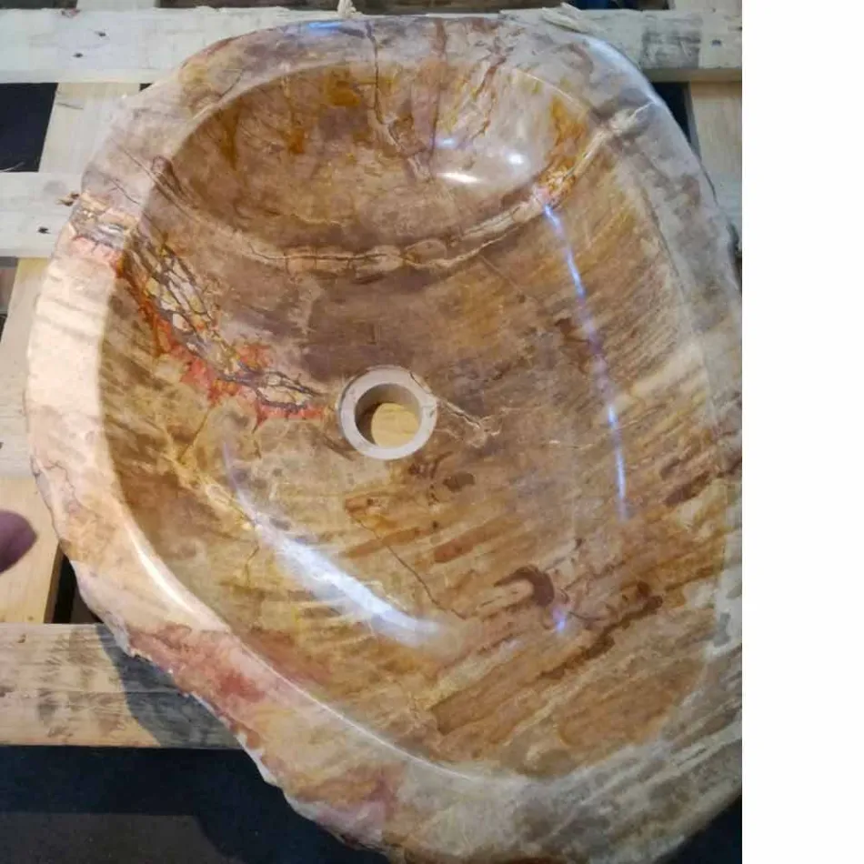 Waschbecken aus Holz Fossil Zähler Goa Einzelstück Viadurini