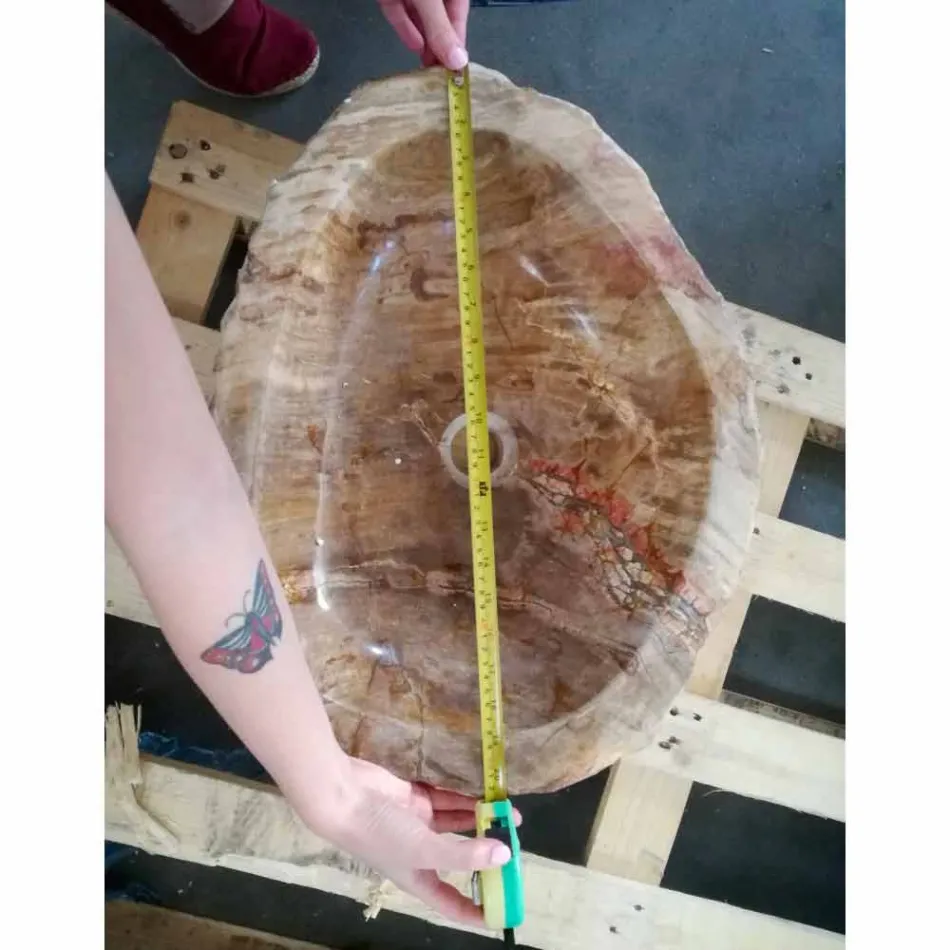 Waschbecken aus Holz Fossil Zähler Goa Einzelstück Viadurini