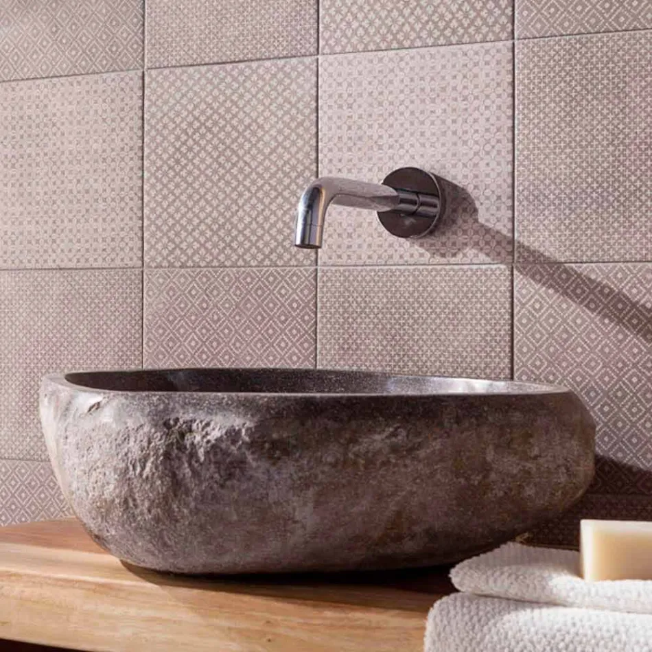 Handgefertigtes Arbeitsplattenwaschbecken in Pietra di Fiume - Aurea Viadurini