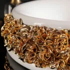 Porzellanwaschbecken mit handapplizierten Blütenblättern, hergestellt in Italien – Amarone Viadurini