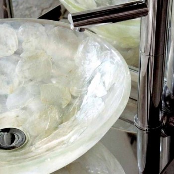 Aufsatzwaschbecken aus Harz mit modernen Perlmutteinsätzen - Salvatore