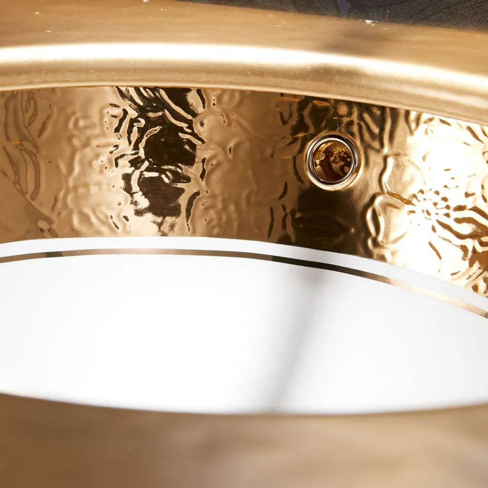 Einbauwaschbecken aus Schamott mit Band in verschiedenen Ausführungen, hergestellt in Italien – Erioli Viadurini