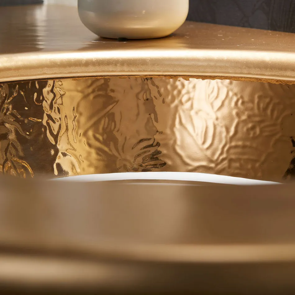 Einbauwaschbecken aus Schamott mit Band in verschiedenen Ausführungen, hergestellt in Italien – Erioli Viadurini