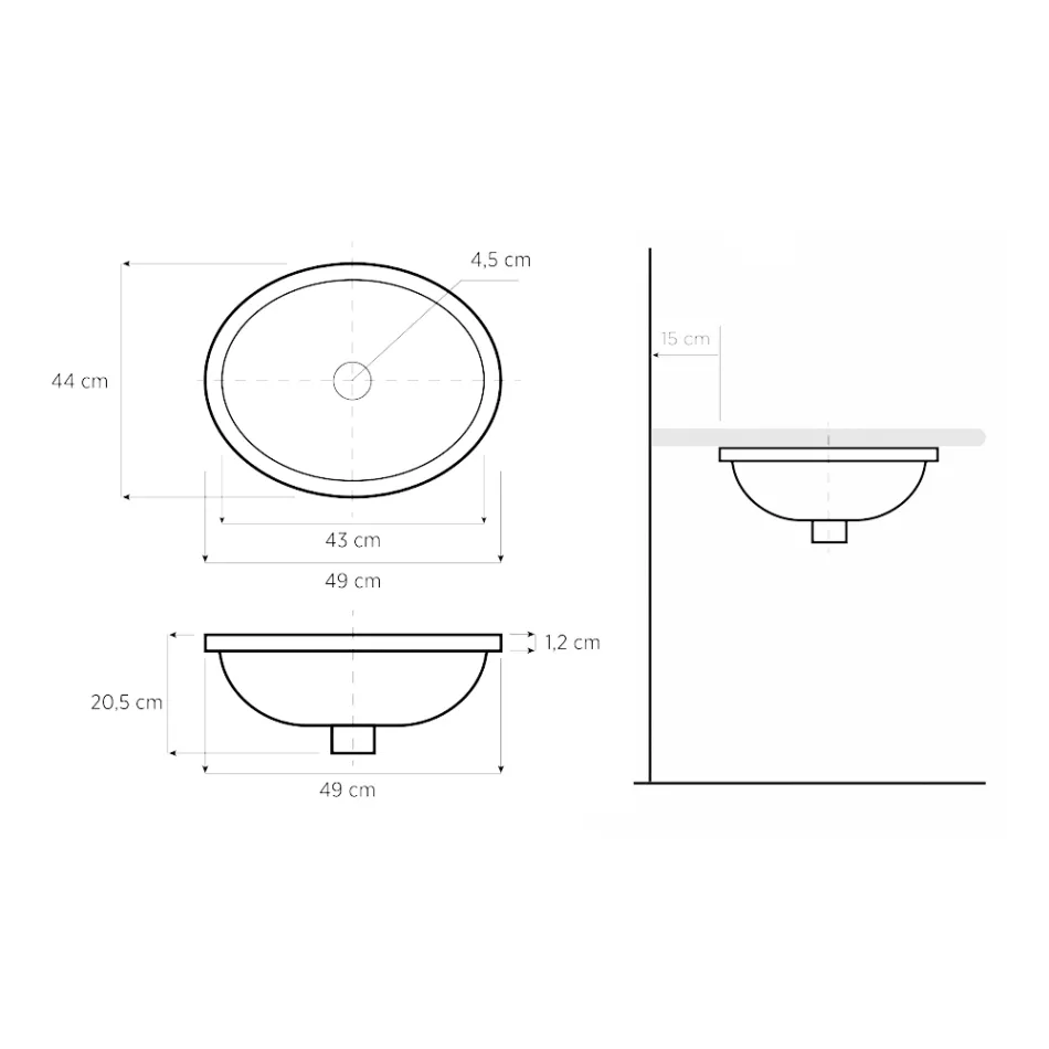 Einbauwaschbecken aus Schamott mit Band in verschiedenen Ausführungen, hergestellt in Italien – Erioli Viadurini