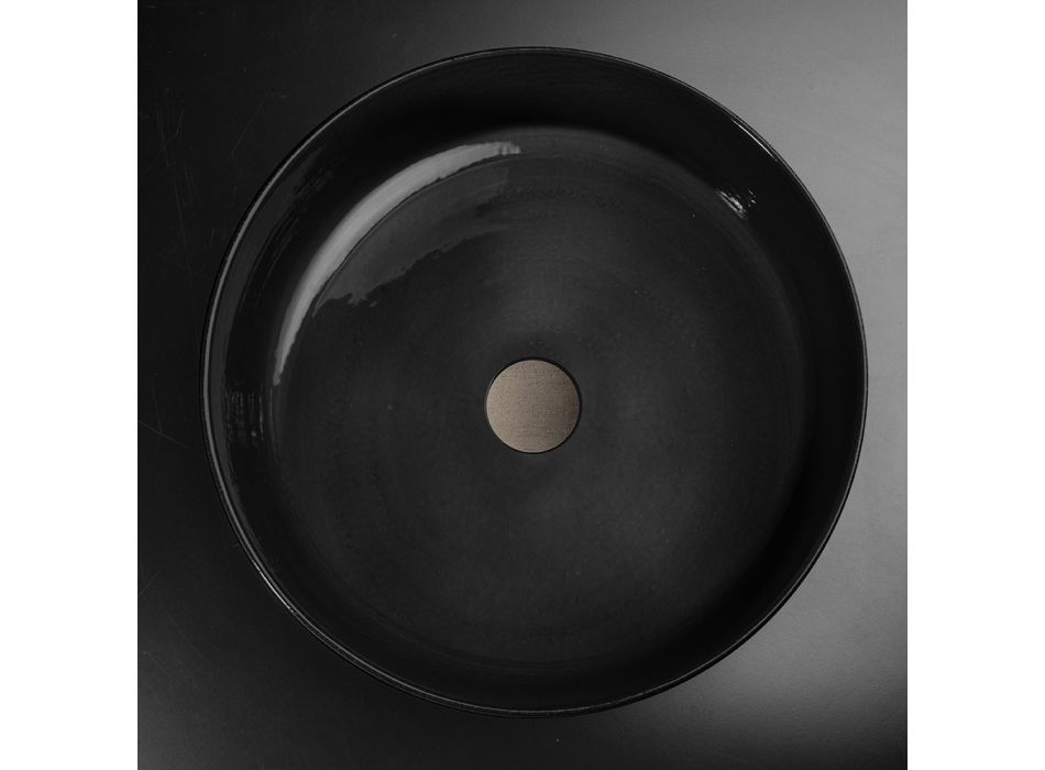 Luxuriöses schwarzes Aufsatzwaschbecken aus farbigem Ton Made in Italy - Tatiana Viadurini