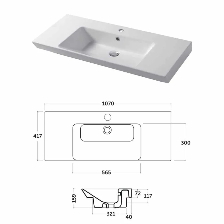 Moderne Arbeitsplatte und Einbauwaschtisch aus farbiger Keramik Maida Viadurini