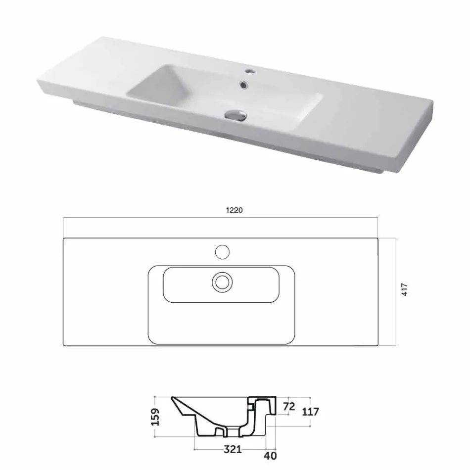 Moderne Arbeitsplatte und Einbauwaschtisch aus farbiger Keramik Maida Viadurini