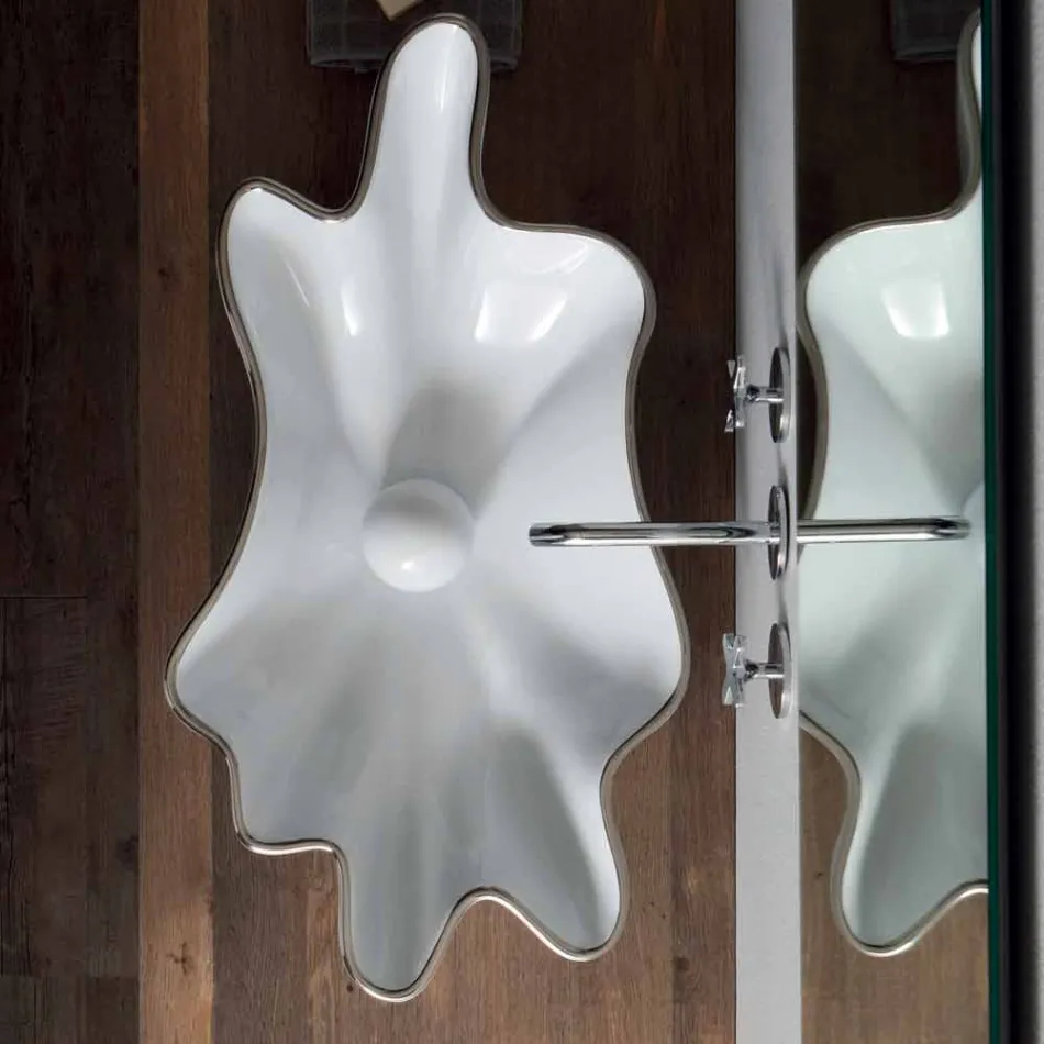 Modernes weißes Keramik Aufsatzwaschbecken hergestellt in Italy Rayan Viadurini