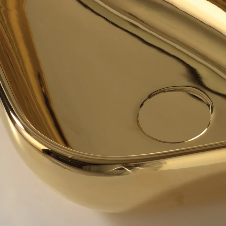 Modernes Aufsatzwaschbecken aus goldener Keramik, hergestellt in Italien, Sofia Viadurini