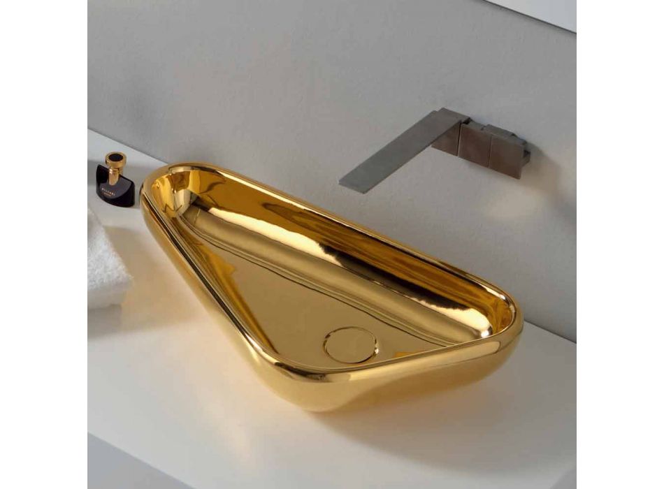 Modernes Aufsatzwaschbecken aus Goldkeramik in Italien Sofia Viadurini