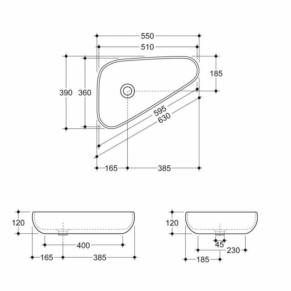 Modernes Aufsatzwaschbecken aus Goldkeramik in Italien Sofia Viadurini