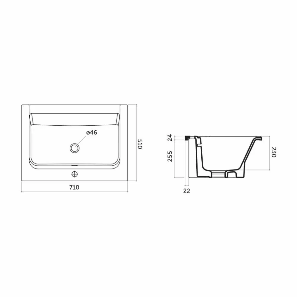 Modernes Einlochwaschbecken aus weißer oder panamafarbener Keramik Viadurini