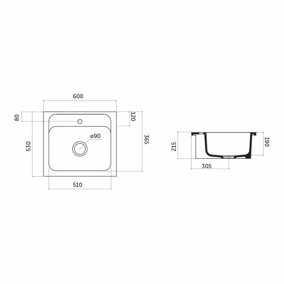Einloch-Becken aus farbiger Keramik für Unterstützung und Einbau Capri Viadurini