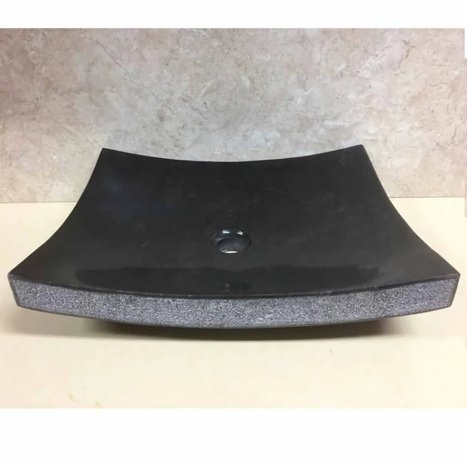 Schwarzes Badezimmer Waschbecken aus Naturstein Liebe, Einzelstück Viadurini