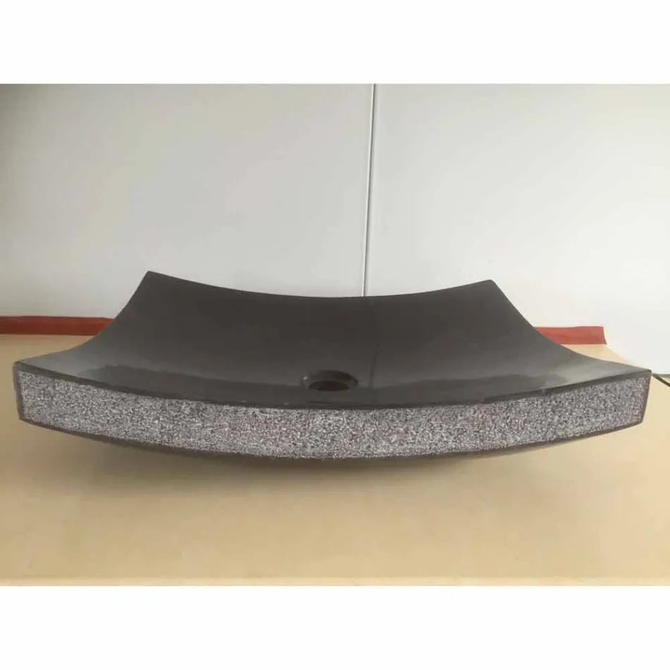 Schwarzes Badezimmer Waschbecken aus Naturstein Liebe, Einzelstück Viadurini