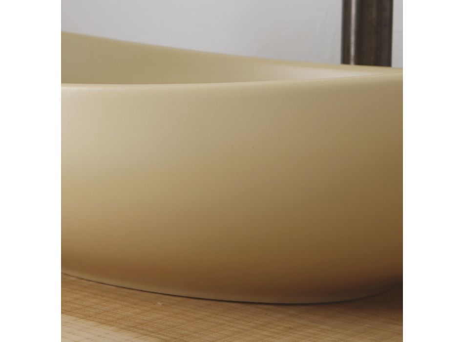 Ovales Aufsatzwaschbecken aus glänzender Keramik Made in Italy - Jumper Viadurini