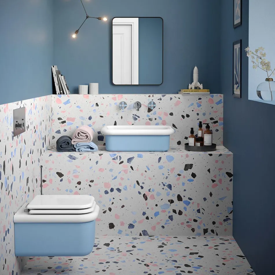 Rechteckiges Aufsatzwaschbecken aus Keramik – Holly Viadurini