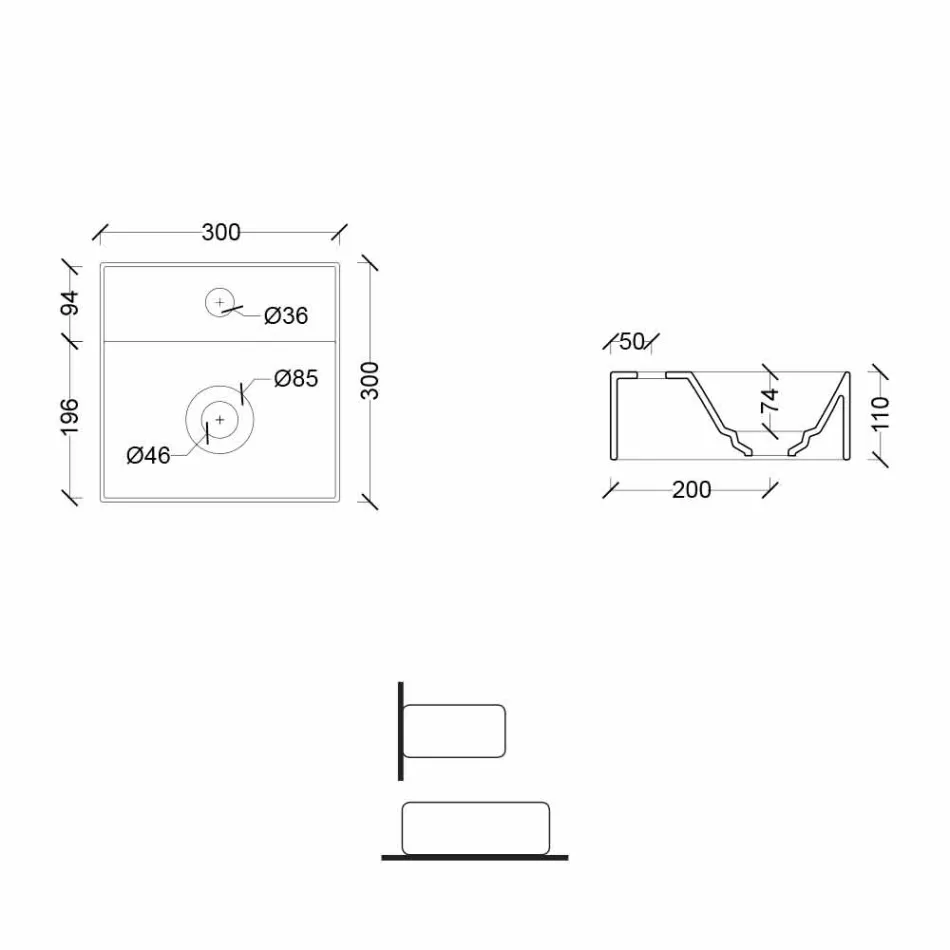 Quadratisches oder rechteckiges Keramikwaschbecken im modernen Design Made in Italy - Act Viadurini