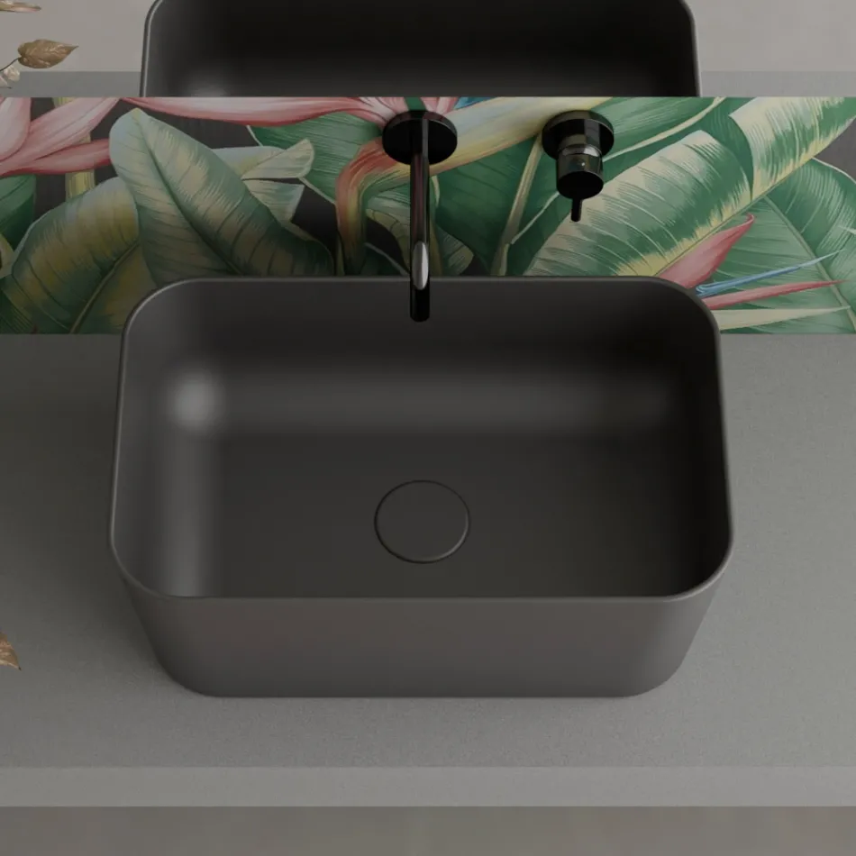 Waschbecken aus Keramik, erhältlich in verschiedenen Farben, hergestellt in Italien – Korb Viadurini