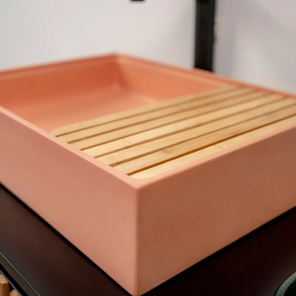 Rechteckiges Aufsatzwaschbecken aus Mali-Orange-Terrazzo – Azalee Viadurini