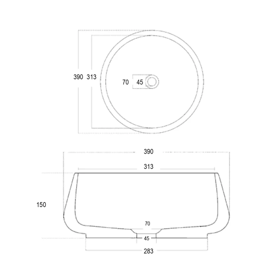 Rundes Aufsatzwaschbecken aus Zement und Harz – Ibisco Viadurini