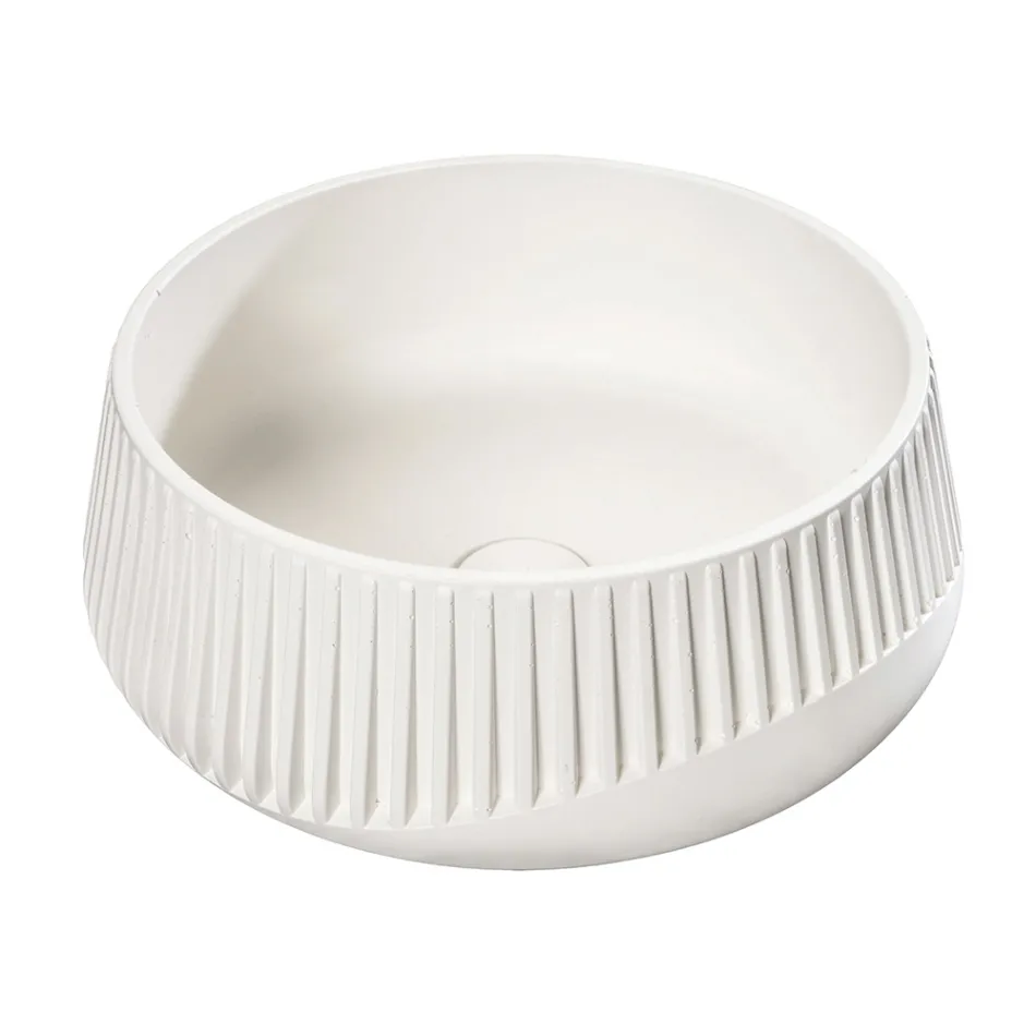 Rundes Aufsatzwaschbecken aus Zement und Harz – Ibisco Viadurini