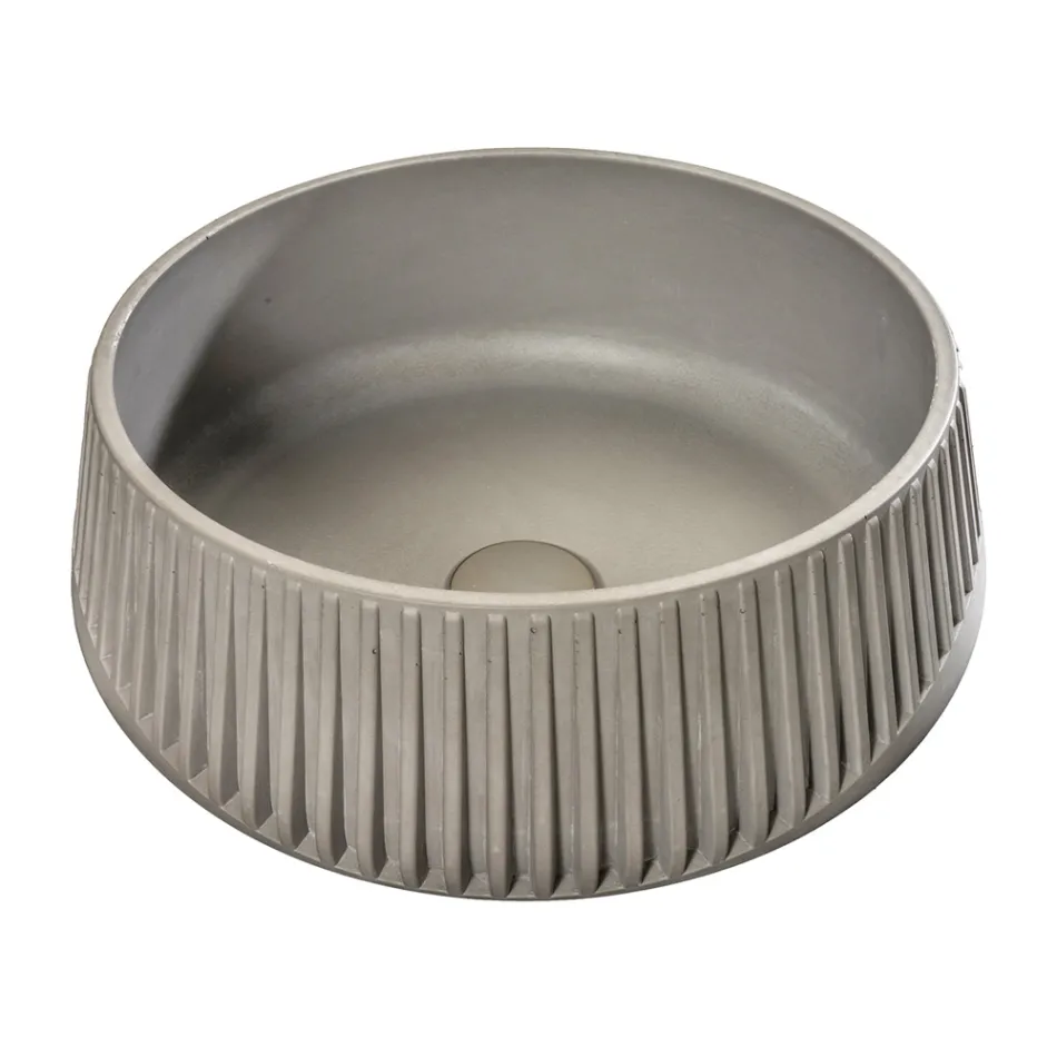 Rundes Aufsatzwaschbecken aus Zement und Harz – Ibisco Viadurini