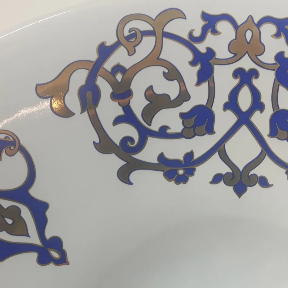 Halbeinbauwaschbecken mit Kobaltblau- und Gold- oder Golddekorationen, hergestellt in Italien – Capatosta Viadurini