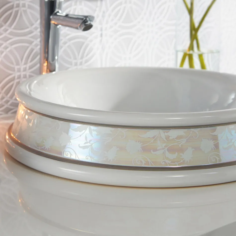 Halbeingelassenes Badezimmerwaschbecken aus Schamott, hergestellt in Italien – Erasmo Viadurini