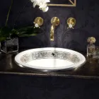 Halbeinbauwaschbecken aus Fire Clay mit Band in verschiedenen Ausführungen – Botticino Viadurini