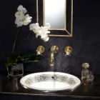 Halbeinbauwaschbecken aus Fire Clay mit Band in verschiedenen Ausführungen – Botticino Viadurini