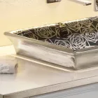 Halbeinbauwaschbecken aus modernem Schamott, handdekoriert in Italien, Guido Viadurini