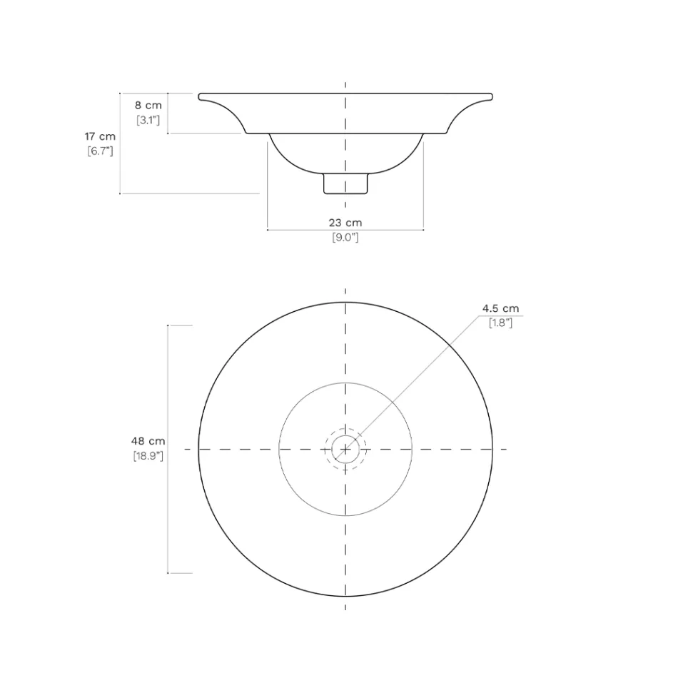 Halbeinbauwaschbecken aus hochwertigem französischem Porzellan – Pausa Viadurini