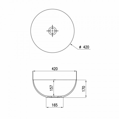 Rundes Aufsatzwaschbecken in modernem Design aus Keramik Leivi