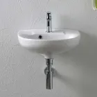 Wandhängendes, weißes Keramikwaschbecken mit elegantem, modernem Design – Silica Viadurini