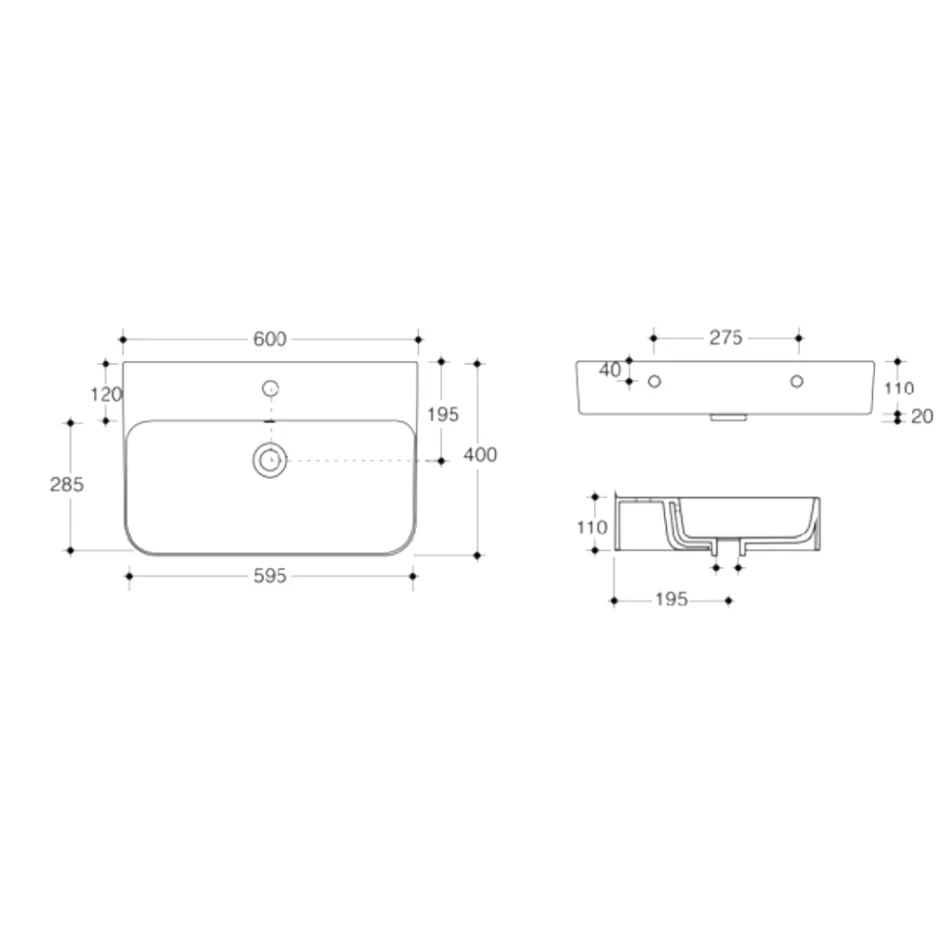 Wandwaschbecken aus Keramik mit optionalem Handtuchhalter, hergestellt in Italien – Graffa Viadurini