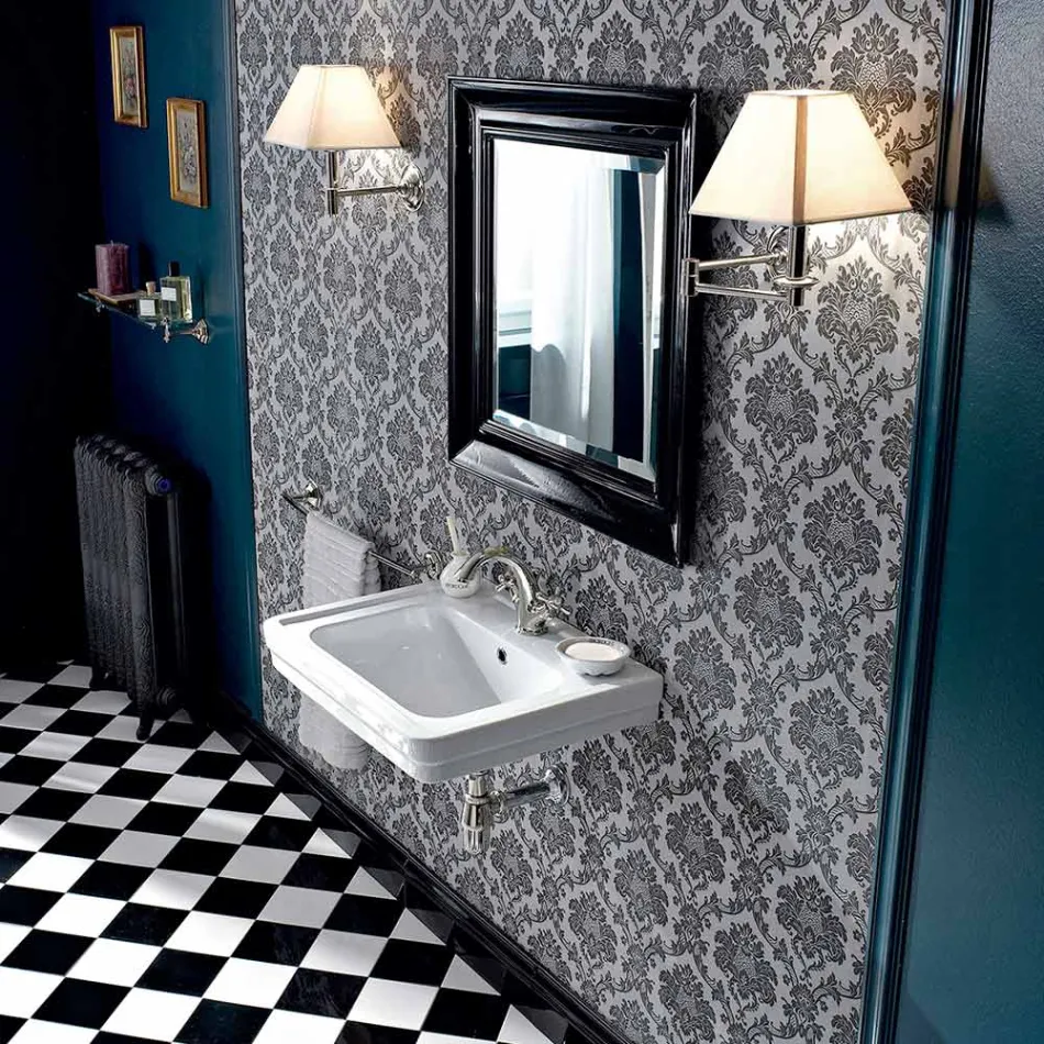 Vintage Style Wandbehang Waschbecken aus weißer Keramik Made in Italy - Marwa Viadurini