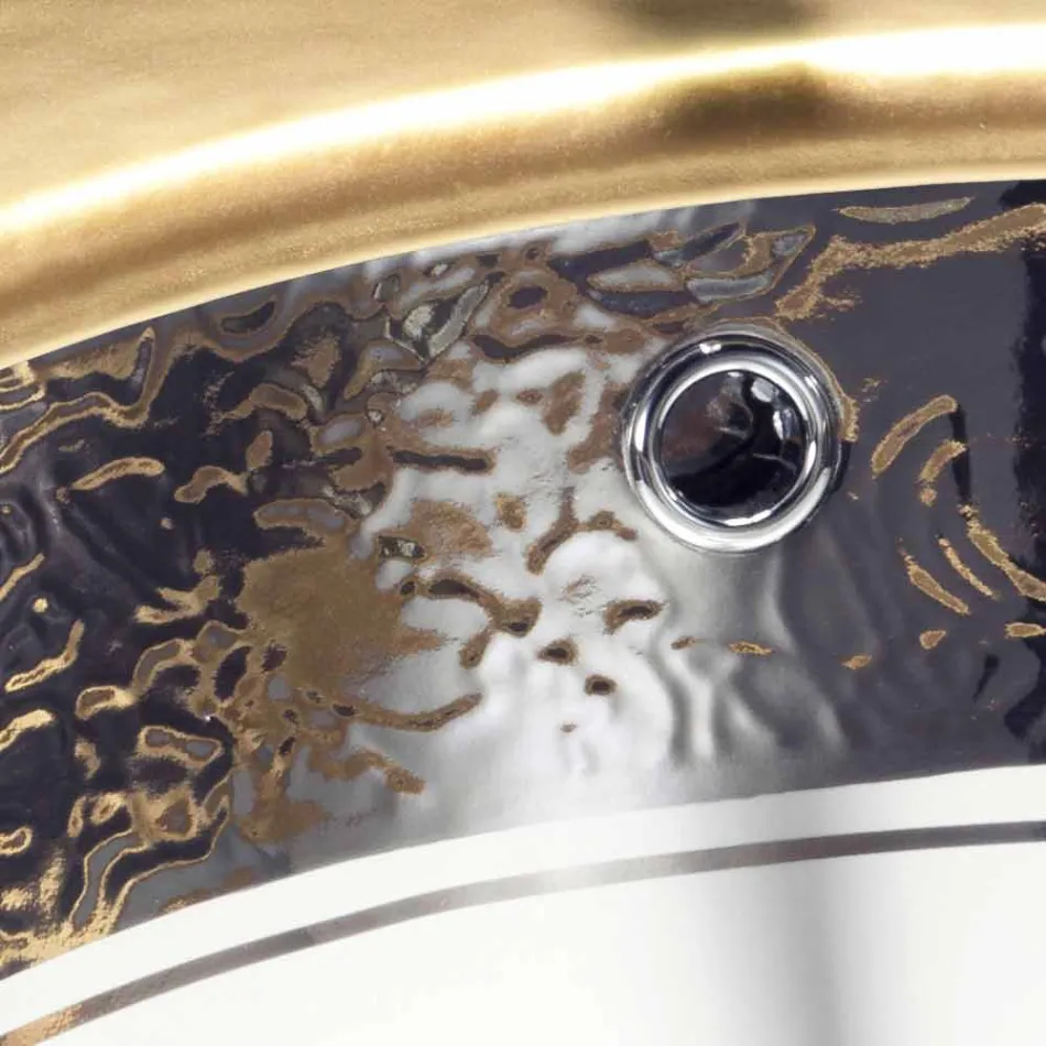 Barockes Unterbauwaschbecken aus Schamott und Platin, hergestellt in Italien, Ägäis Viadurini