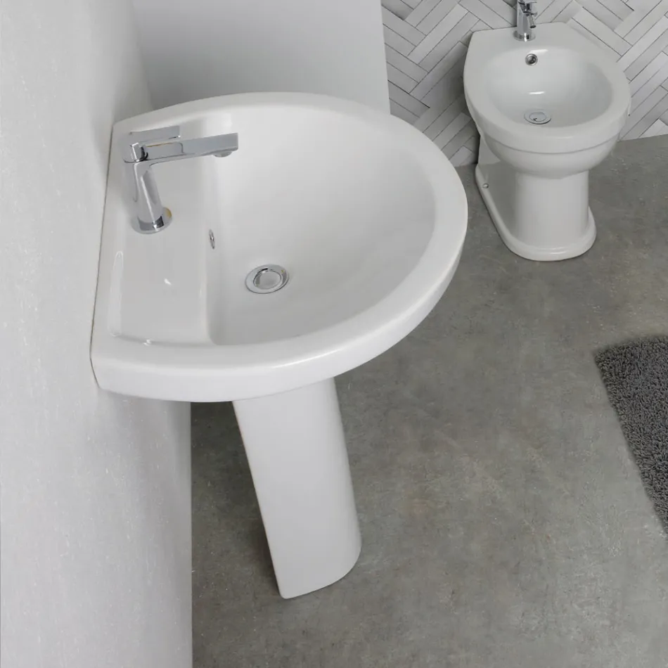 Weißes Keramik-Standwaschbecken mit elegantem, modernem Design – Silica Viadurini