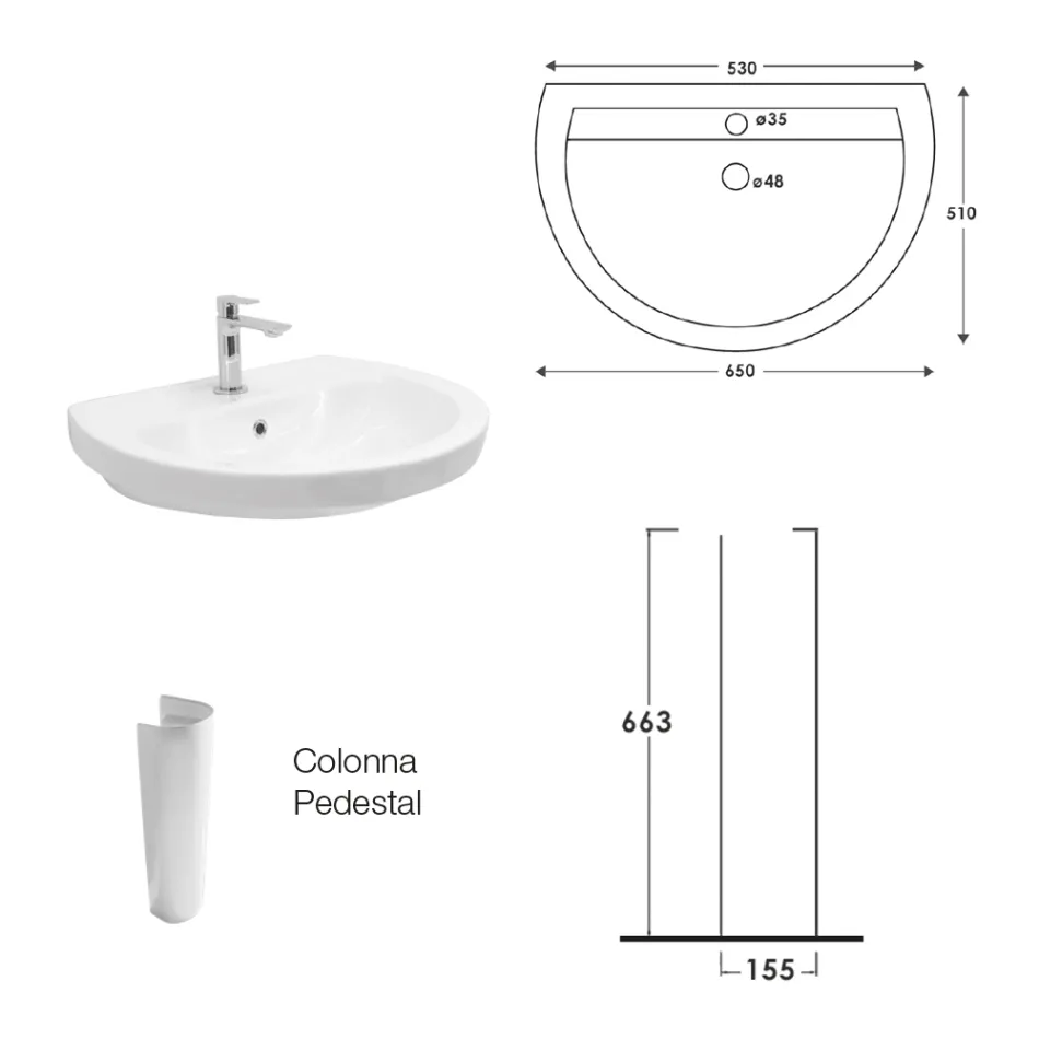 Weißes Keramik-Standwaschbecken mit elegantem, modernem Design – Silica Viadurini