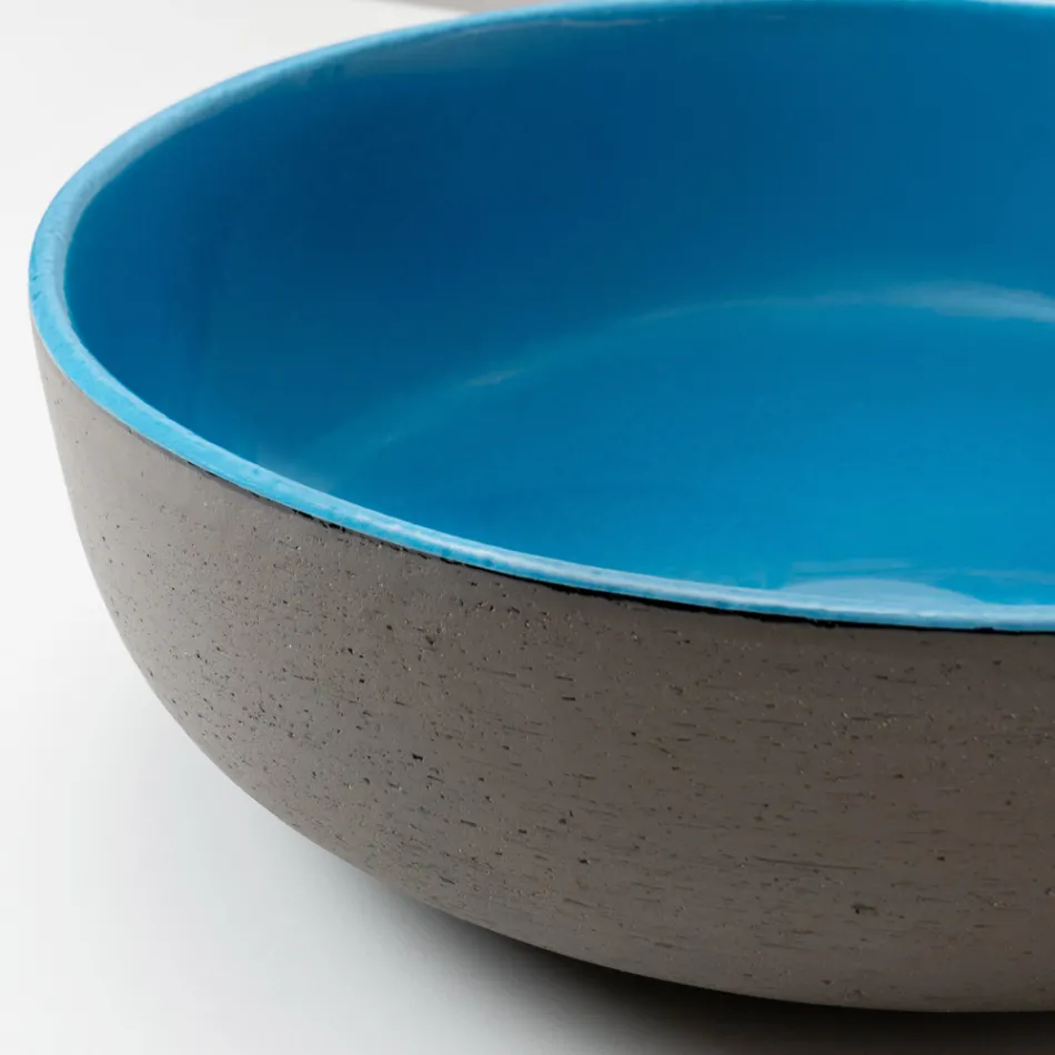 Aufsatzwaschbecken aus dunklem Raku, hergestellt in Italien - Tropf Viadurini