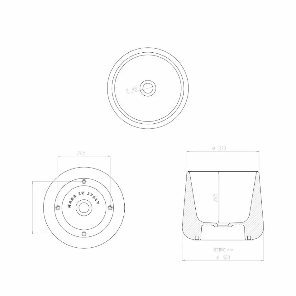 Rundes Aufsatzwaschbecken aus weißer oder farbiger Oliena-Keramik Viadurini
