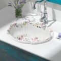 Handgegossenes Vintage-Waschbecken aus Porzellan mit Blumen, hergestellt in Italien – Barbera