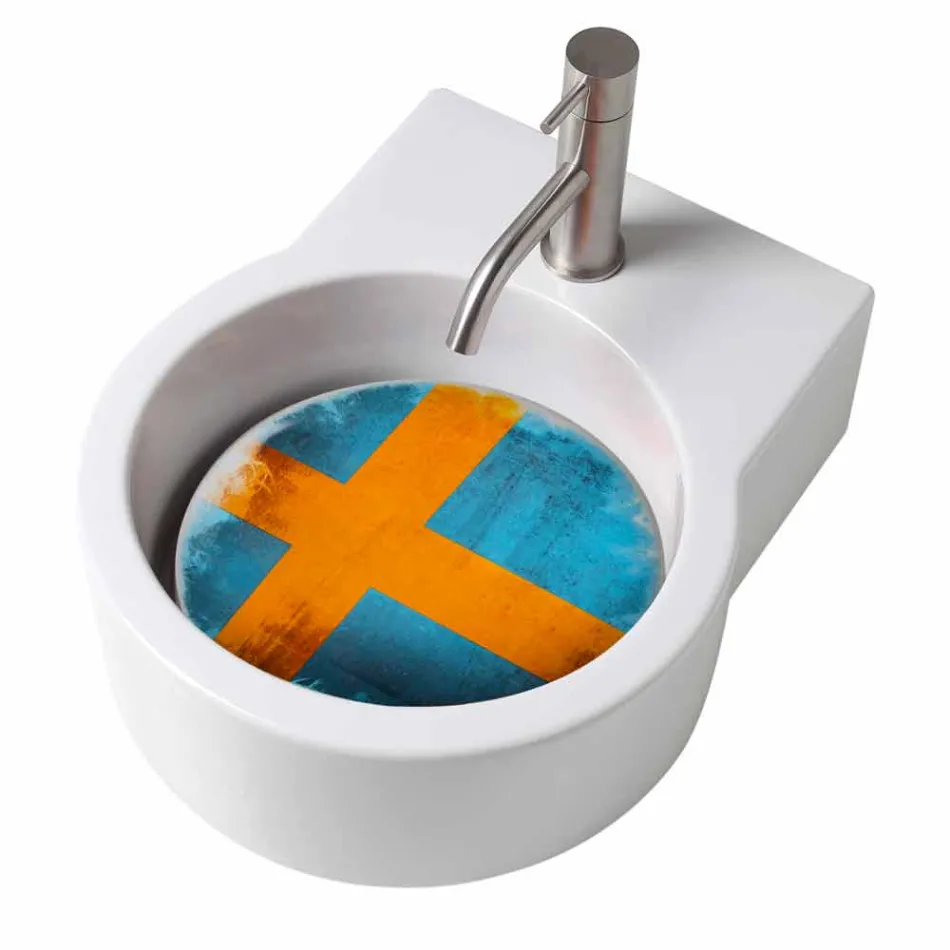 Handwaschbarer runder Aufsatz- / Aufsatzwaschtisch made in Italy Tor Viadurini