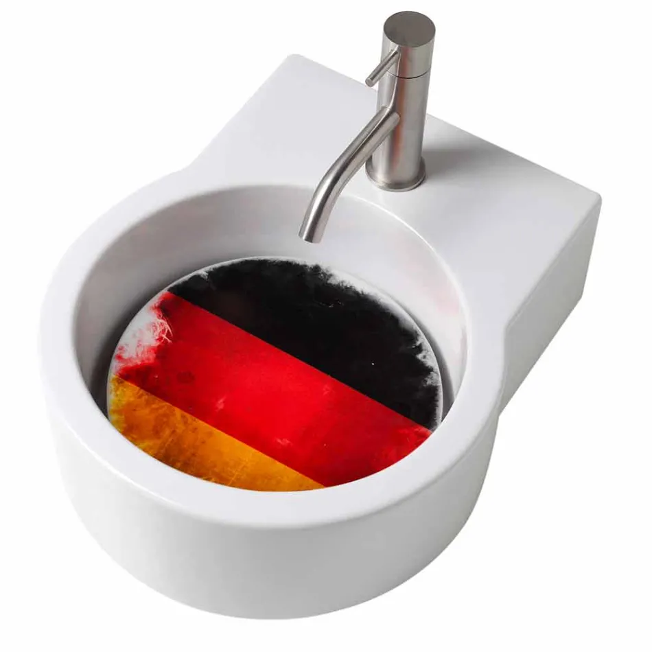 Handwaschbarer runder Aufsatz- / Aufsatzwaschtisch made in Italy Tor Viadurini