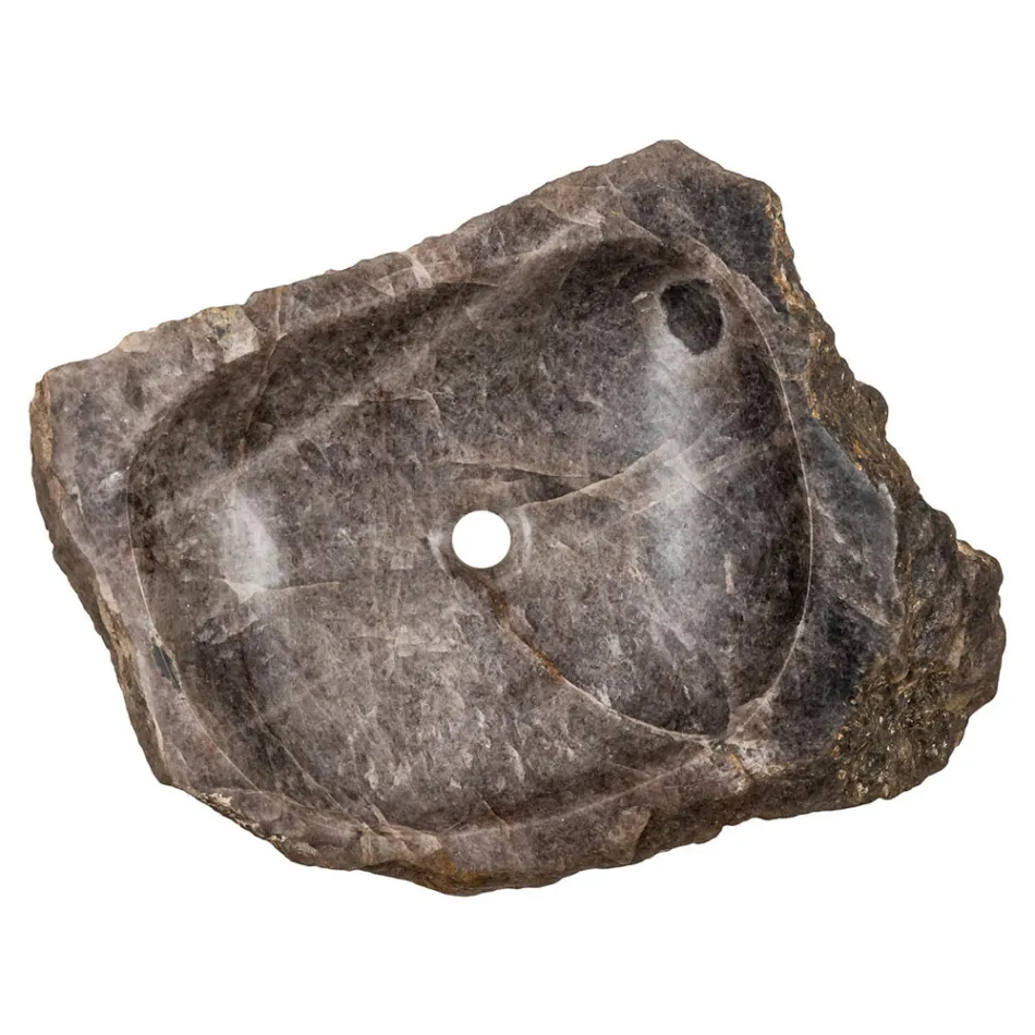 Handgefertigtes Aufsatzwaschbecken aus Rauchquarzstein, Vigasio Viadurini