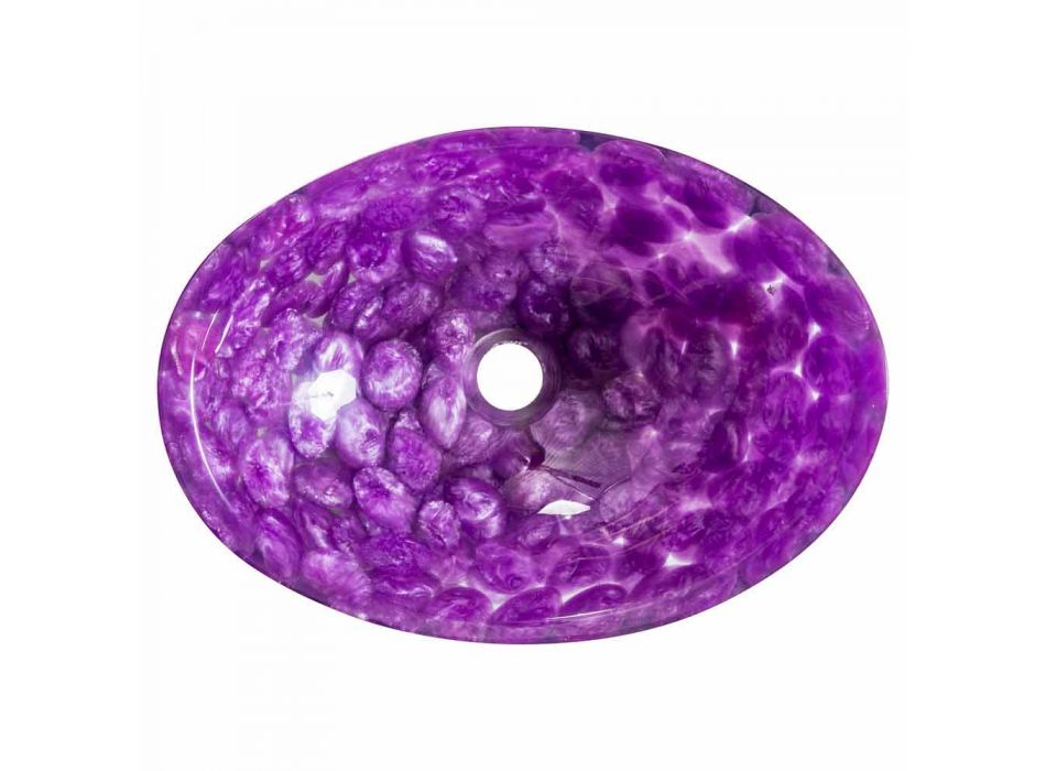 Ovales Design-Waschbecken aus violettem Harz, Buonalbergo Viadurini