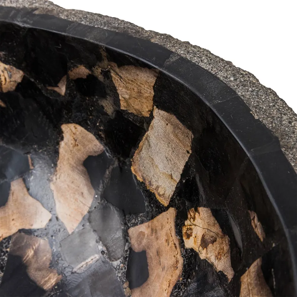 Handgefertigtes Aufsatzwaschbecken aus Flussstein, Palizzi Viadurini